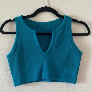 Blue cropped workout tank